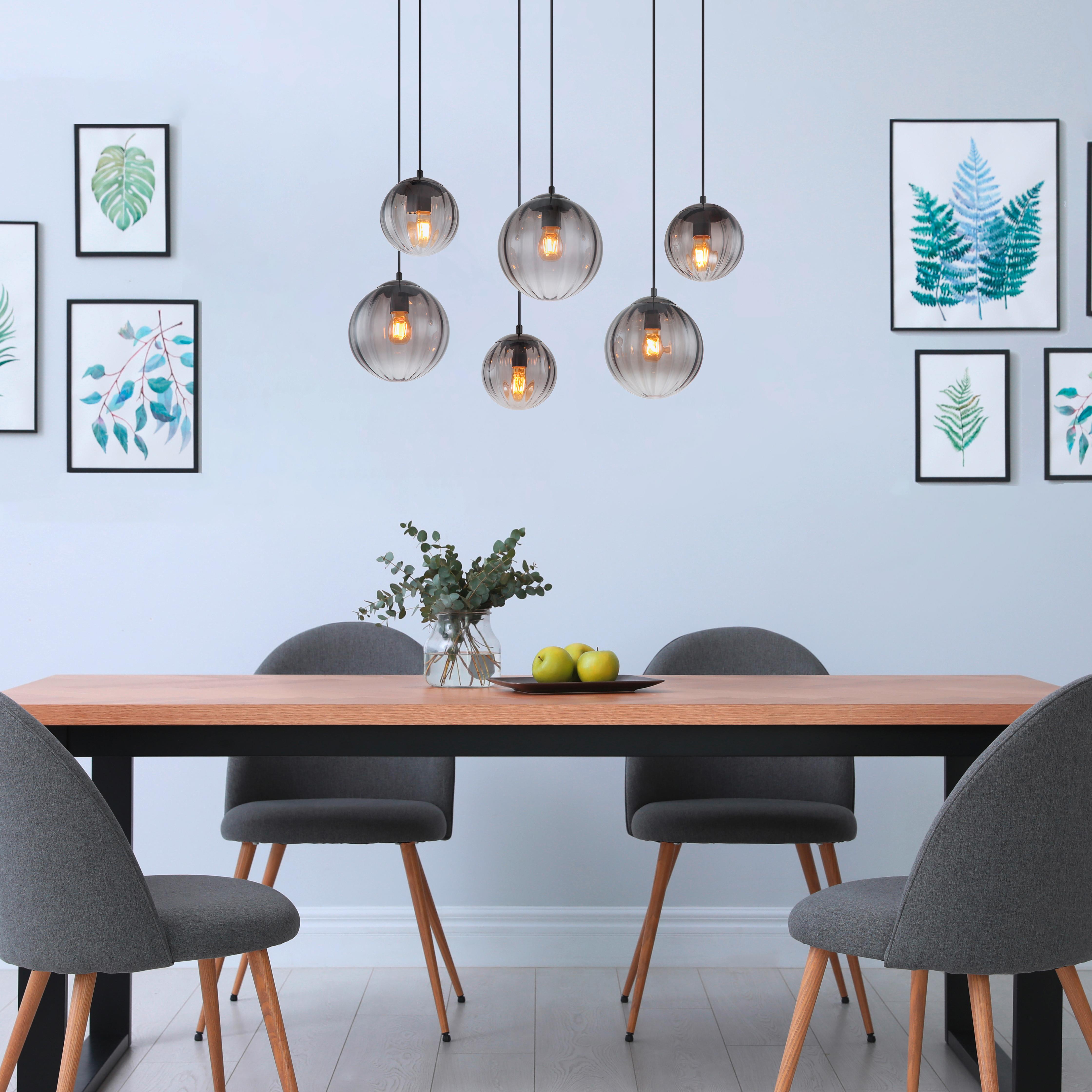 Hängeleuchte Dallerta Rauchfarben max. 60 Watt - Klar/Schwarz, Design, Glas/Kunststoff (93/41/120cm) - Globo