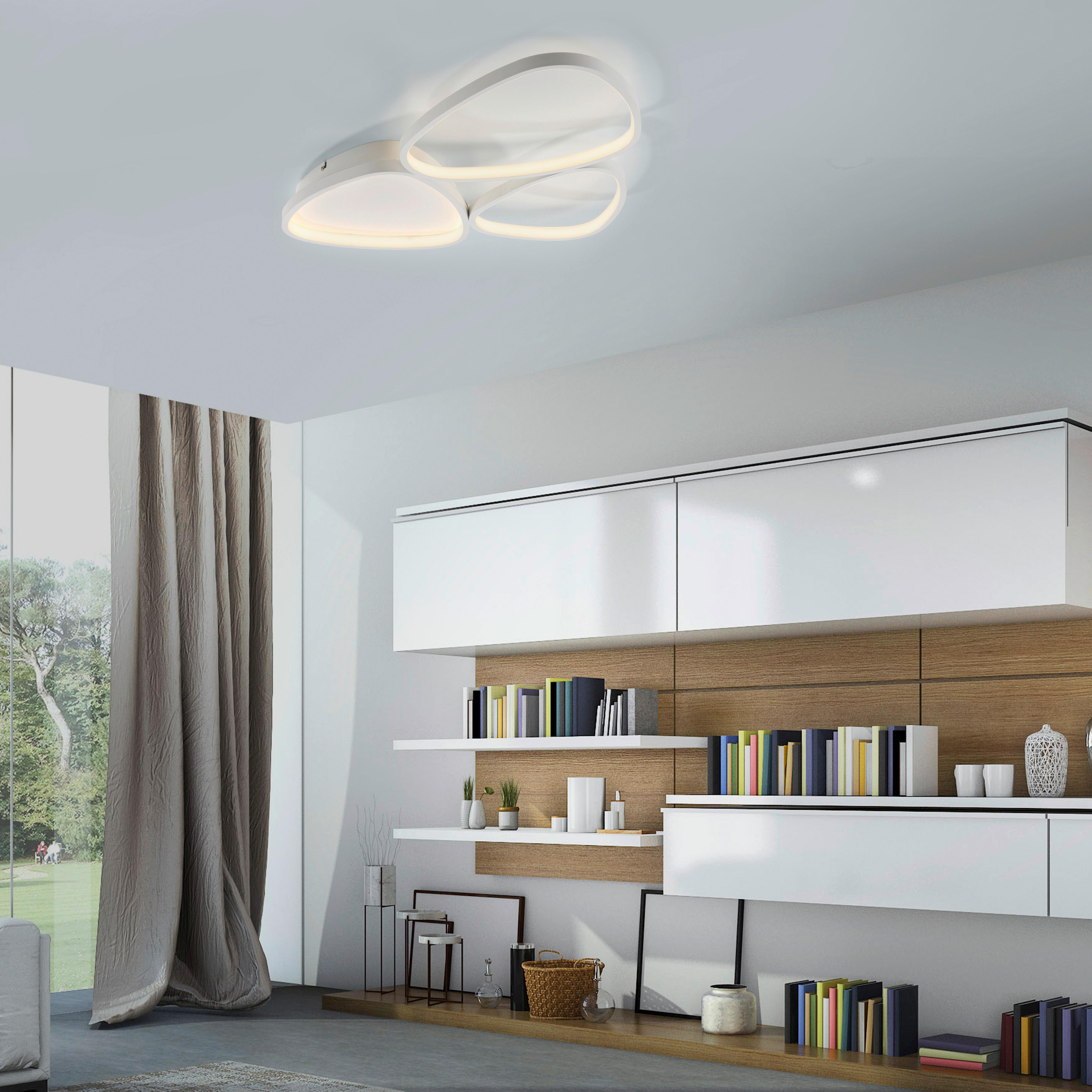 LAMPA SUFITOWA LED 14049-16 PEBBLES - biały, Design, tworzywo sztuczne/metal (69,5/46,5/6,2cm)
