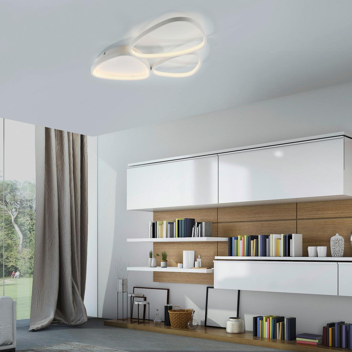 LAMPA SUFITOWA LED 14049-16 PEBBLES - biały, Design, tworzywo sztuczne/metal (69,5/46,5/6,2cm)