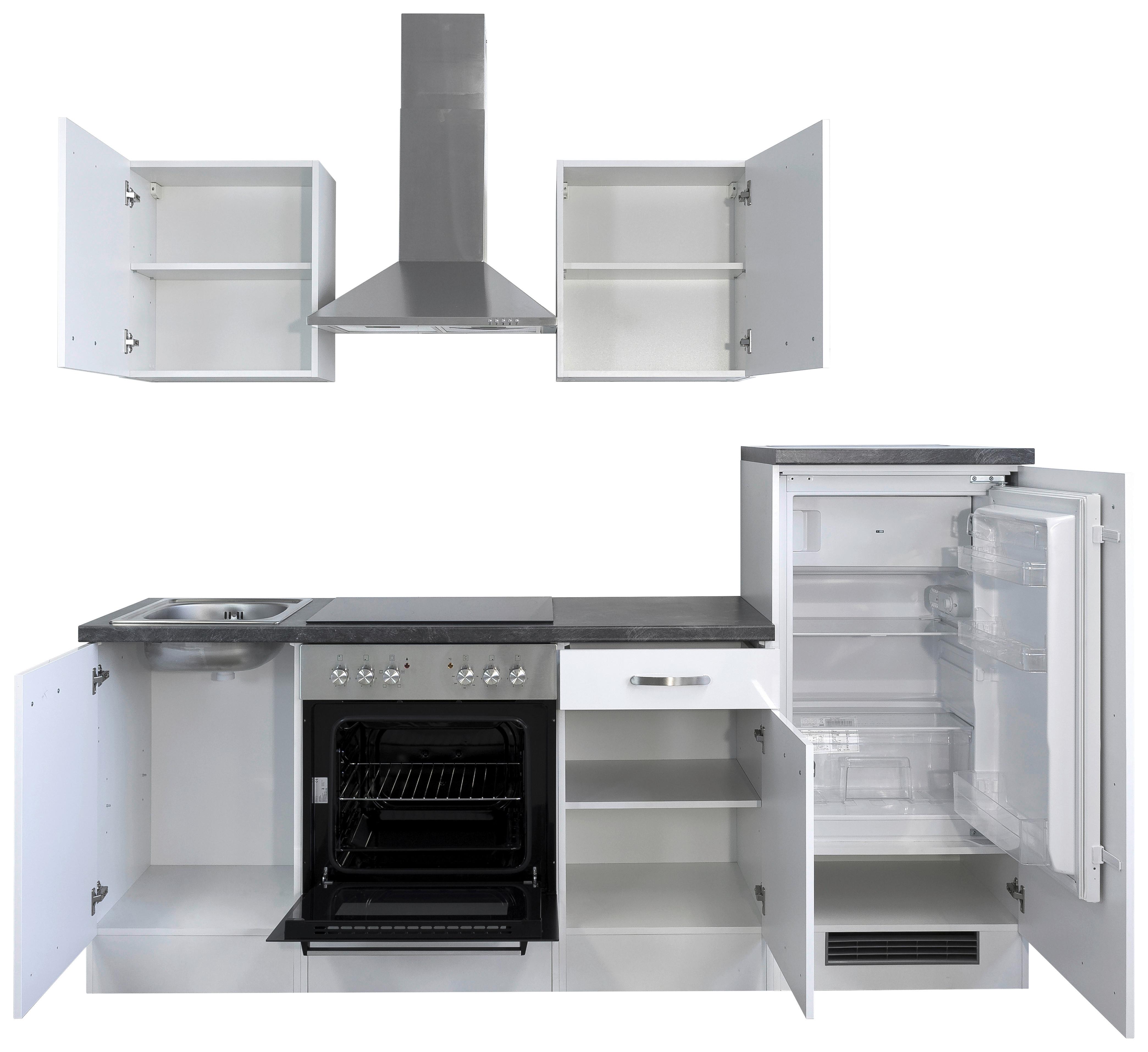 Kuhinjski Blok Z Aparati Alba, Bela - barve nerjavečega jekla/bela, Moderno, kovina/leseni material (220/200/60cm) - FlexWell