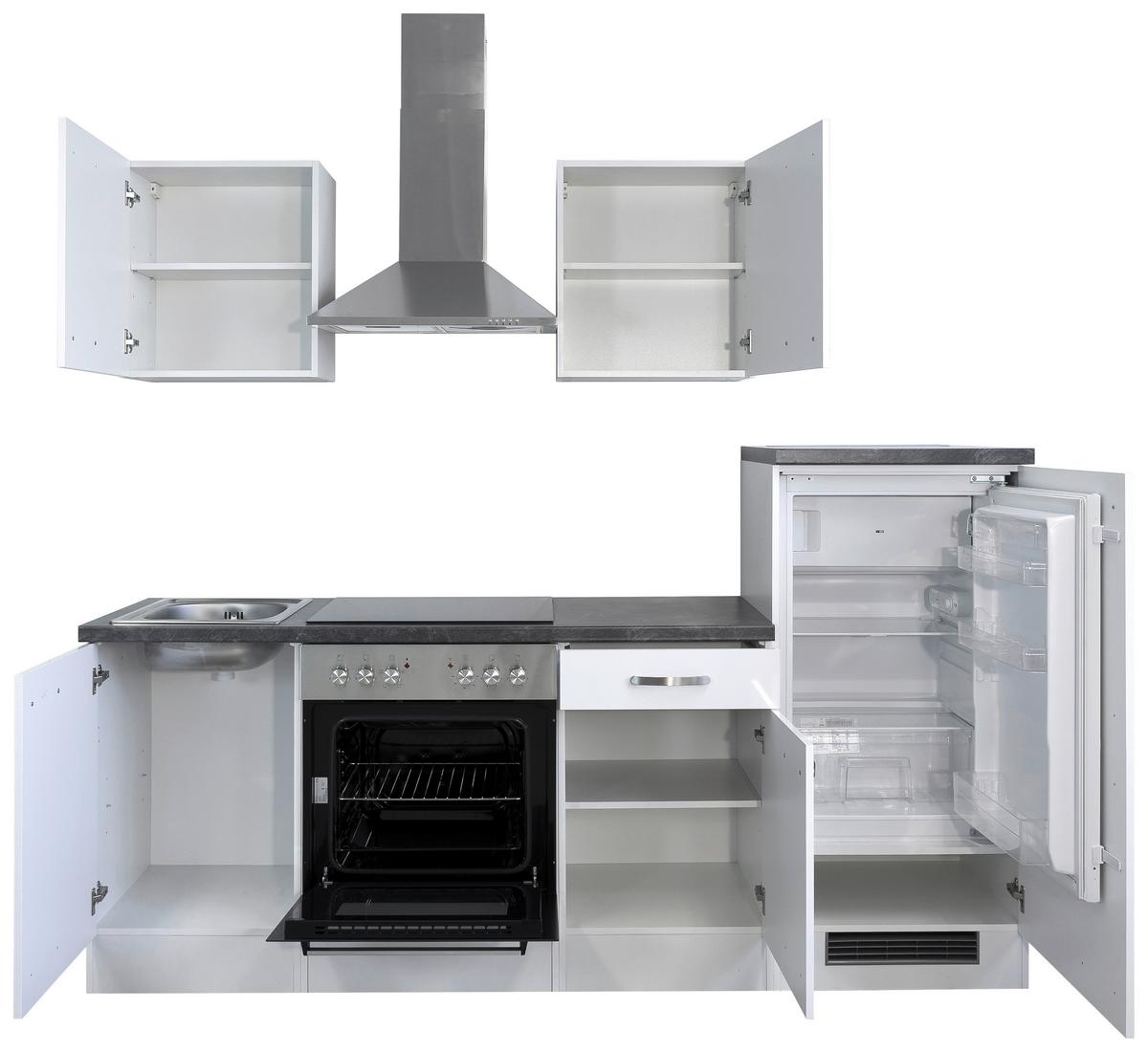 Kuhinjski Blok Z Aparati Alba, Bela - barve nerjavečega jekla/bela, Moderno, kovina/leseni material (220/200/60cm) - FlexWell
