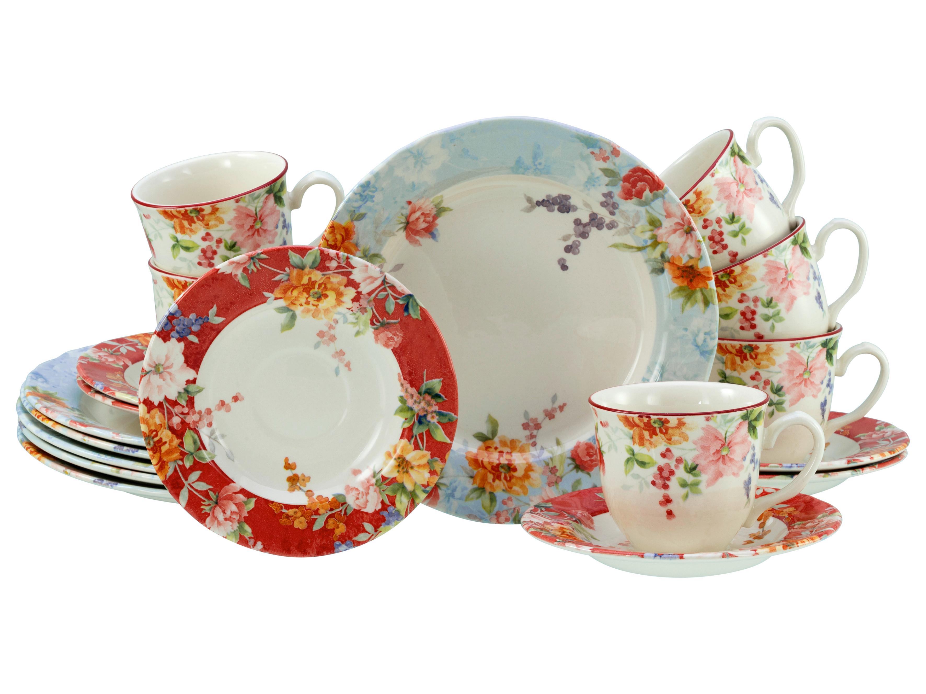 Kavni Servis Crimson Bunt, 18-Delni - večbarvno, Basics, keramika - Creatable