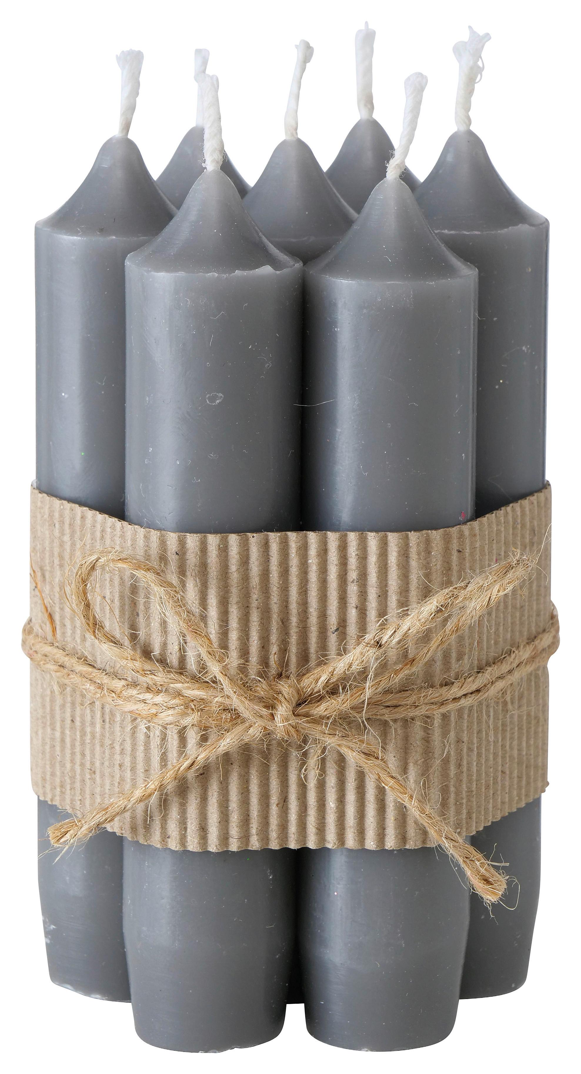 Stabkerzenset Melia I in Grau, 7 Stück - Grau, Design (2,2/11cm) - Modern Living