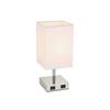 LAMPE DE TABLE ZIBOL - couleur nickel/blanc, ROMANTIK / LANDHAUS, métal/textile (13/13/30cm) - Mömax