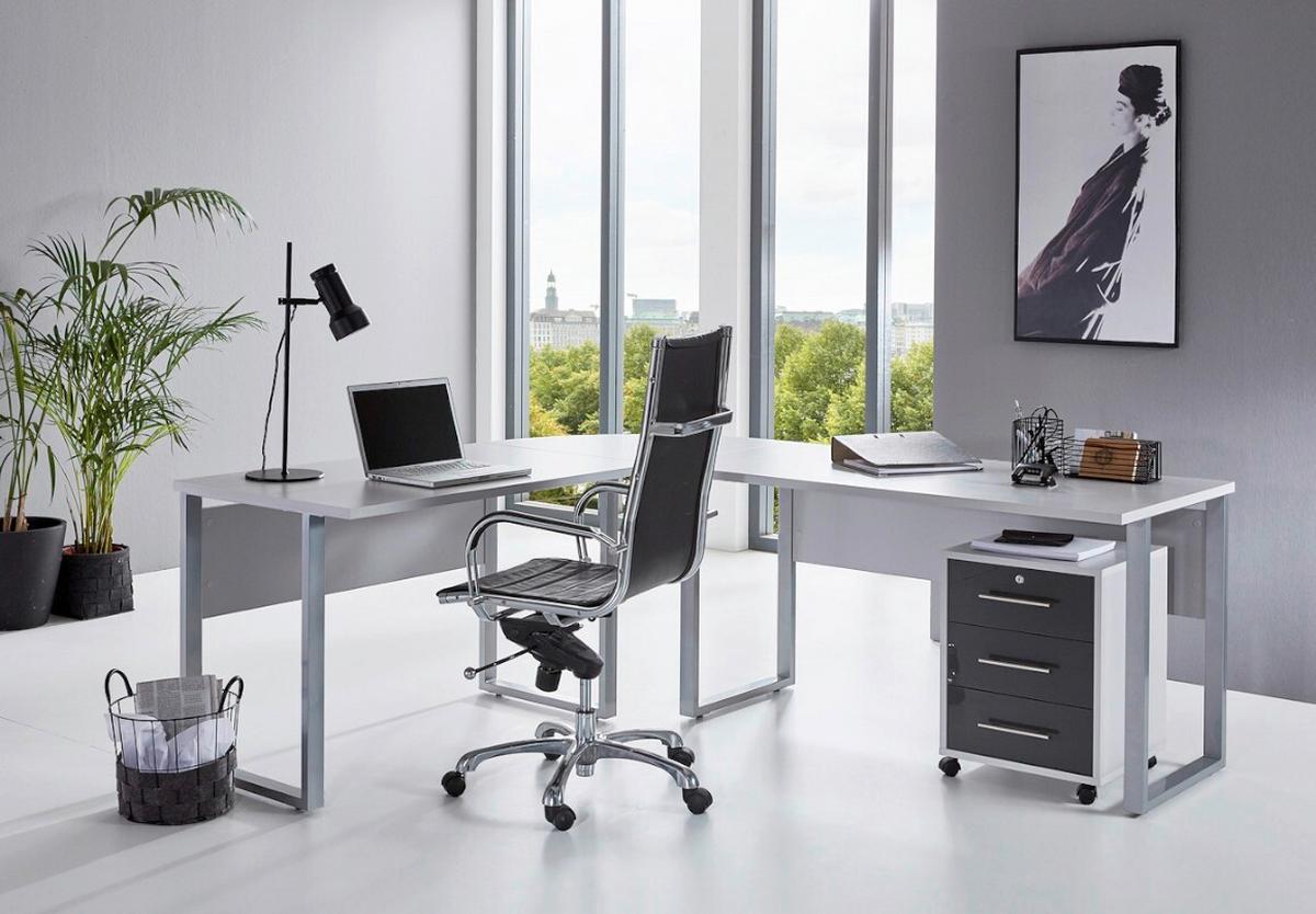 Büro Office Edition Büro Set Grau/Anthrazit Hochglanz - Anthrazit Hochglanz/Grau, MODERN, Holzwerkstoff - MID.YOU