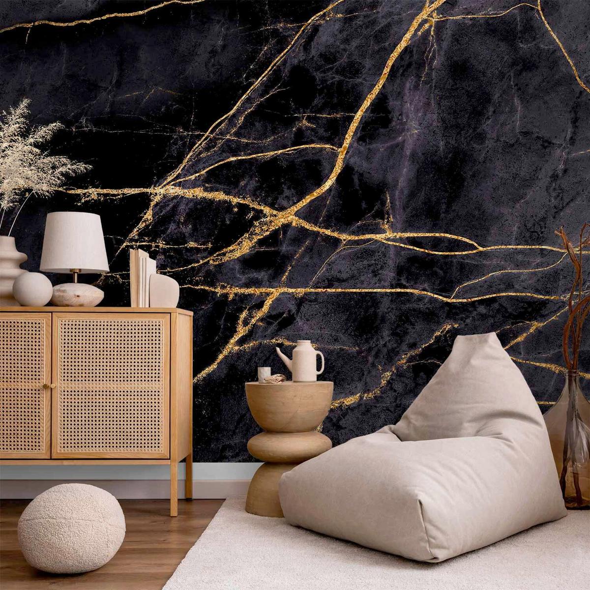 Fototapeta Golden Paths, 450x315cm - črna/barve medu, Trendi, tekstil (450/315cm) - artgeist