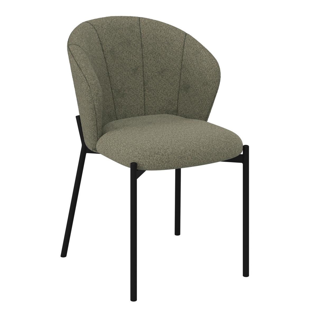 Stuhl Zoey Grün Chenille Gepolstert - Schwarz/Grün, MODERN, Holz/Textil (48/79/61cm) - Bessagi Home