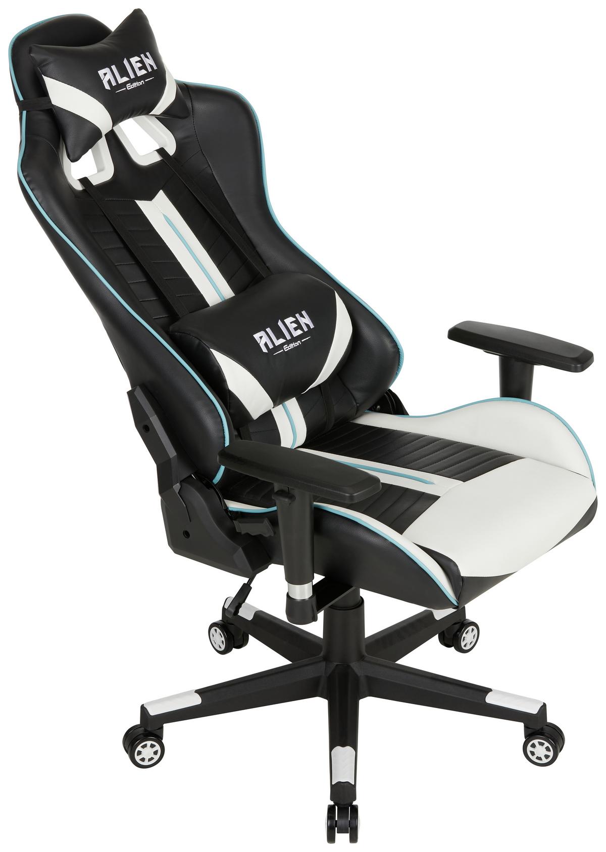 Gamingstuhl in Schwarz/Weiss - Weiss/Schwarz, Modern, Kunststoff/Metall (74/125-135/76,5cm) - Mömax