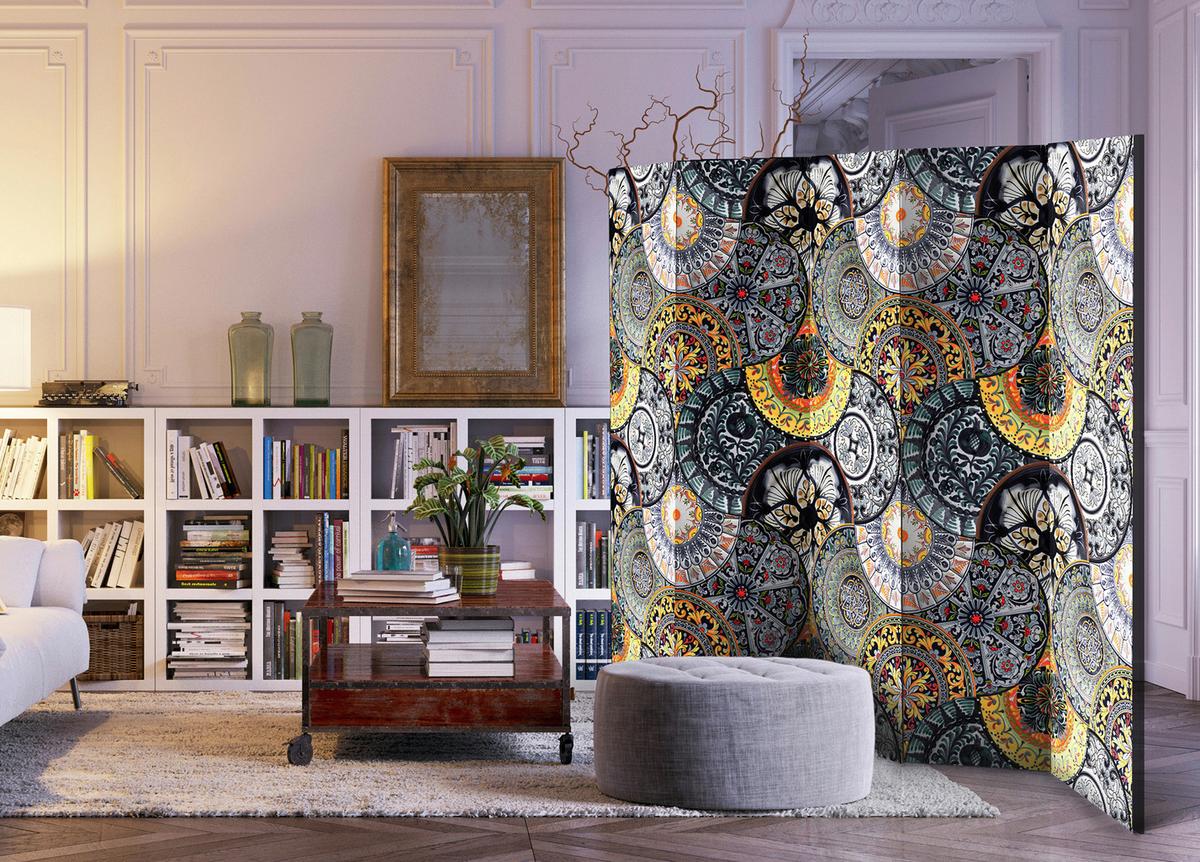 Paravan Painted Exoticism I, 5-Delni, Dvostranski - večbarvno, Basics, tekstil/les (225/172/3cm) - artgeist