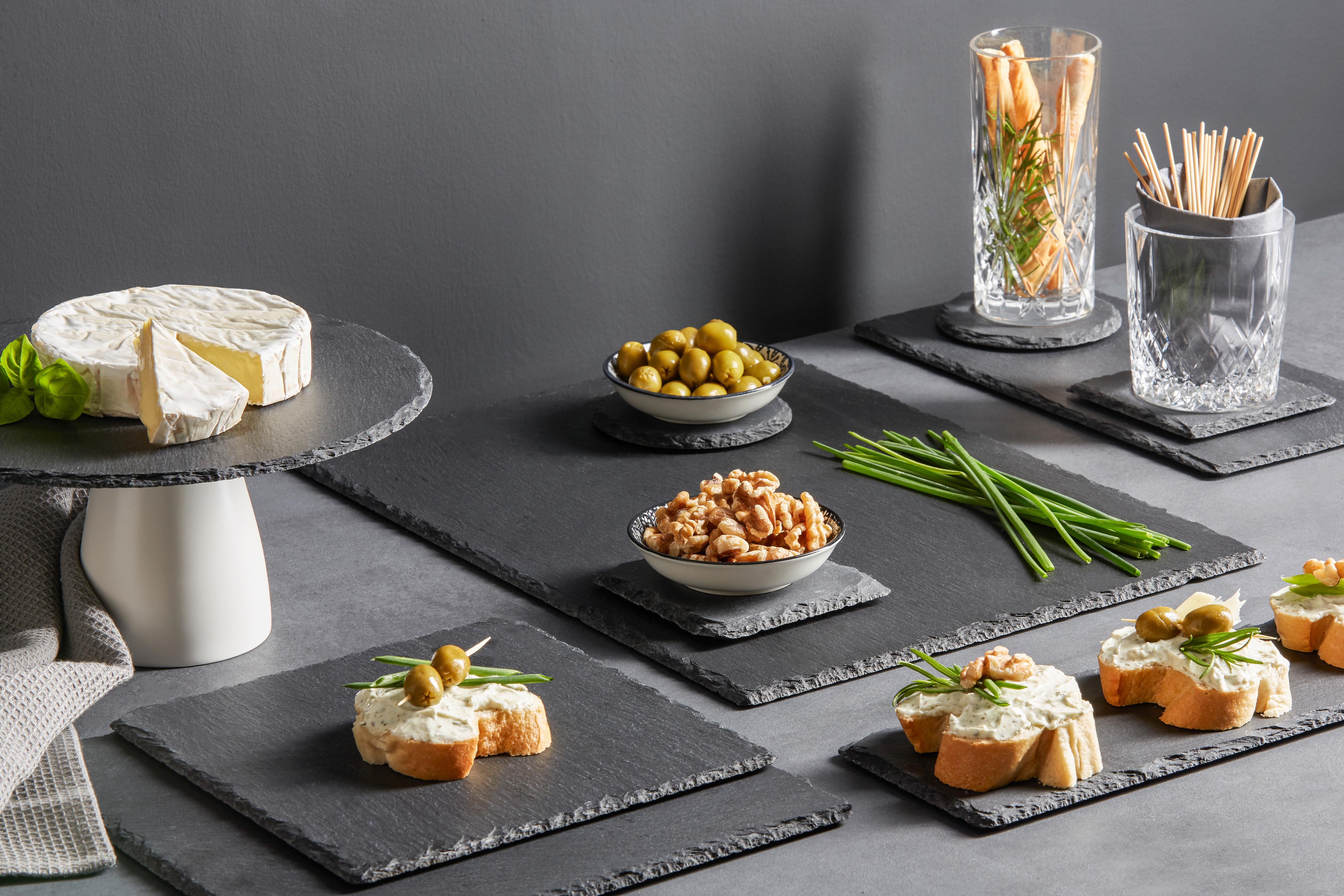 SERVERINGSFAT STONEY - M - svart, Modern, plast/sten (30/15/0,7cm) - Zandiara