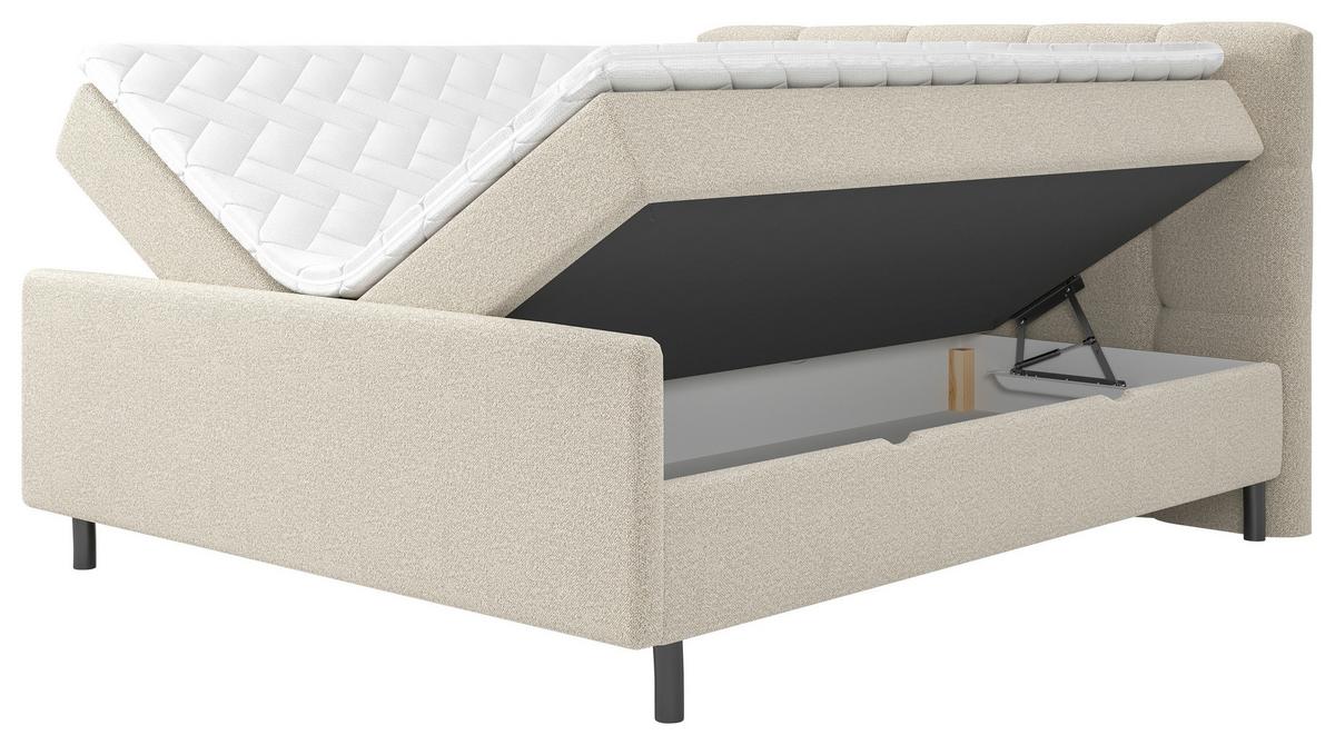 Postelja Z Vzmetnico Marbella, 180x200, Bež, Z Nadvložkom - črna/bež, Moderno, kovina/tekstil (180/200cm) - Bessagi Home