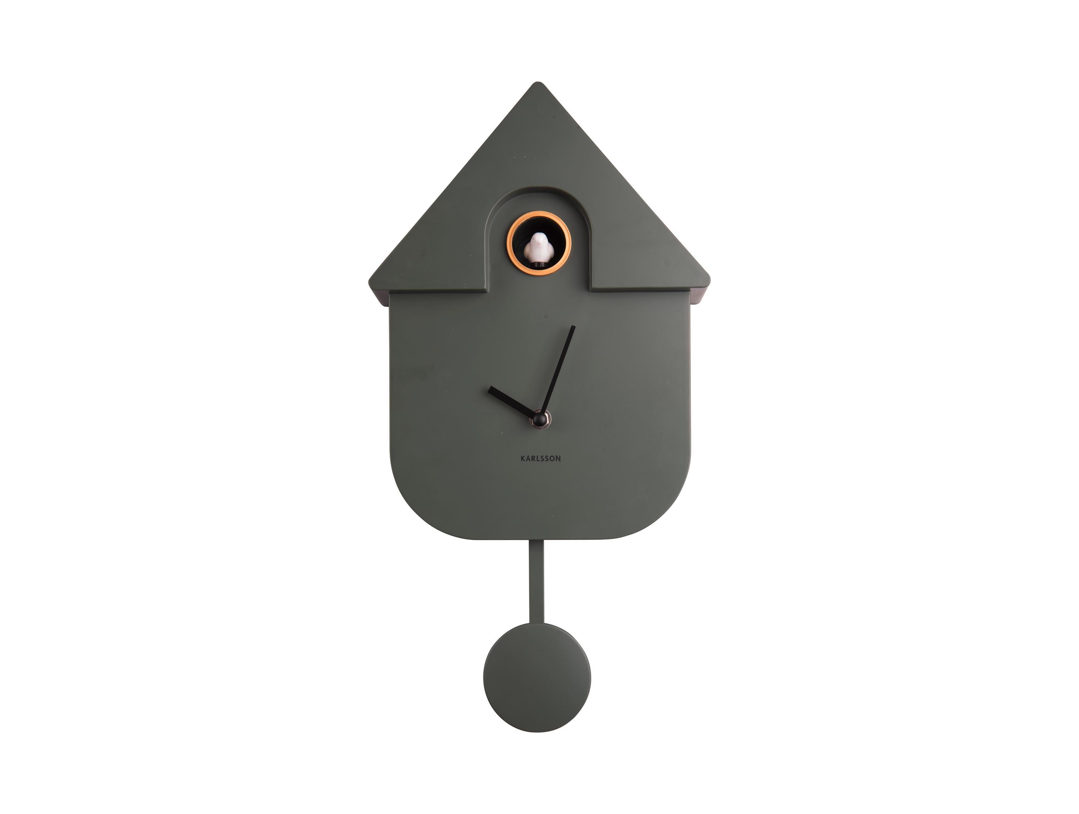 ZEGAR ŚCIENNY KA5768GR - oliwkowa zieleń, Konventionell, tworzywo sztuczne (21,5/41/8,5cm) - Karlsson