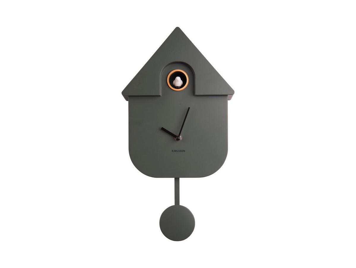 ZEGAR ŚCIENNY KA5768GR - oliwkowa zieleń, Konventionell, tworzywo sztuczne (21,5/41/8,5cm) - Karlsson