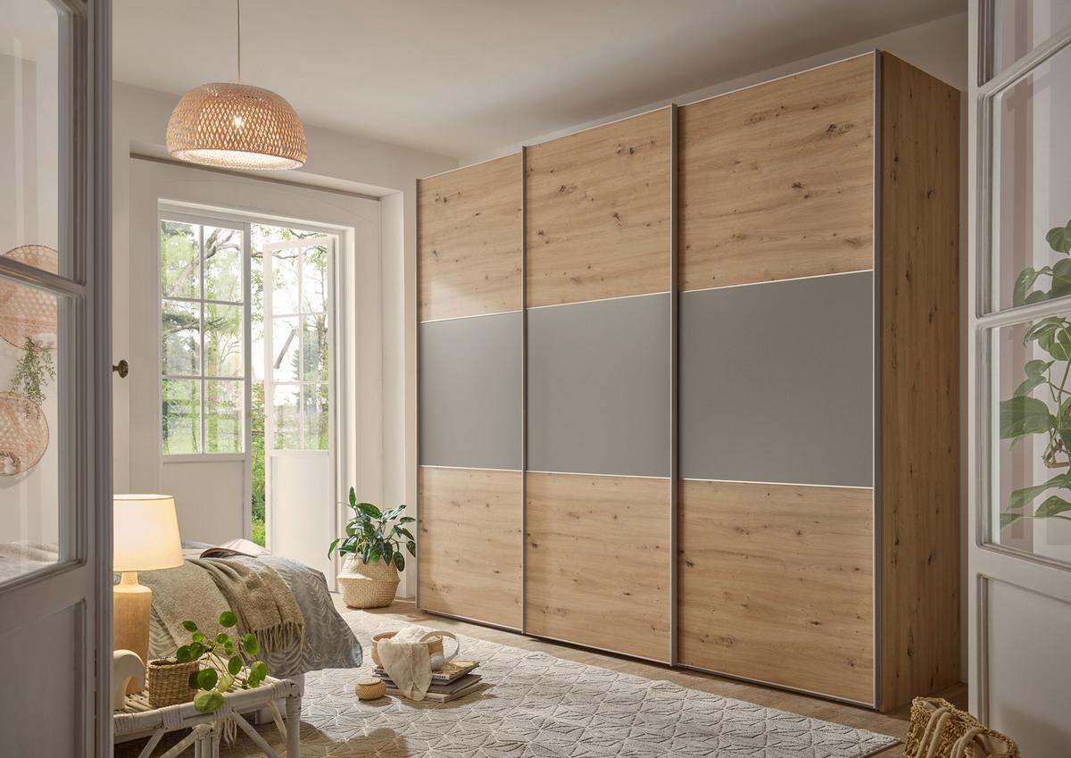 Ormar S Kliznim Vratima Includo - siva/hrast Artisan, Design (280/222/68cm) - Premium Living