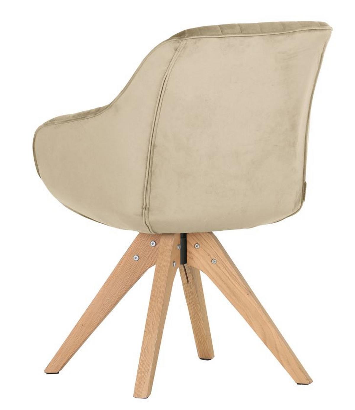 KRZESŁO Z PODŁOKIETNIKAMI CHILL - beżowy/kolor dębowy, Design, tkanina/drewno (60/83/65cm) - Livetastic