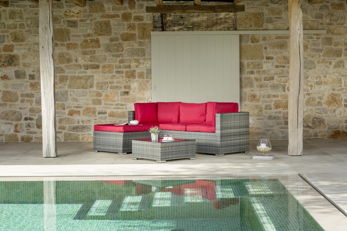 Lounge Garnitura Leona Rdeča, Rjava, 3-Delni Set - rdeča/rjava, Moderno, kovina/umetna masa (146/199cm) - Modern Living