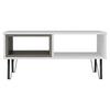Couchtisch "Mendoz" Weiß, Eiche dunkel - Schwarz/Weiß, Design, Holzwerkstoff/Metall (90/60/41,1cm) - Livetastic