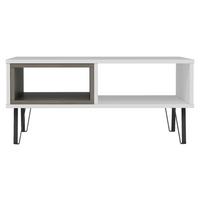 Couchtisch "Mendoz" Weiß, Eiche dunkel - Schwarz/Weiß, Design, Holzwerkstoff/Metall (90/60/41,1cm) - Livetastic