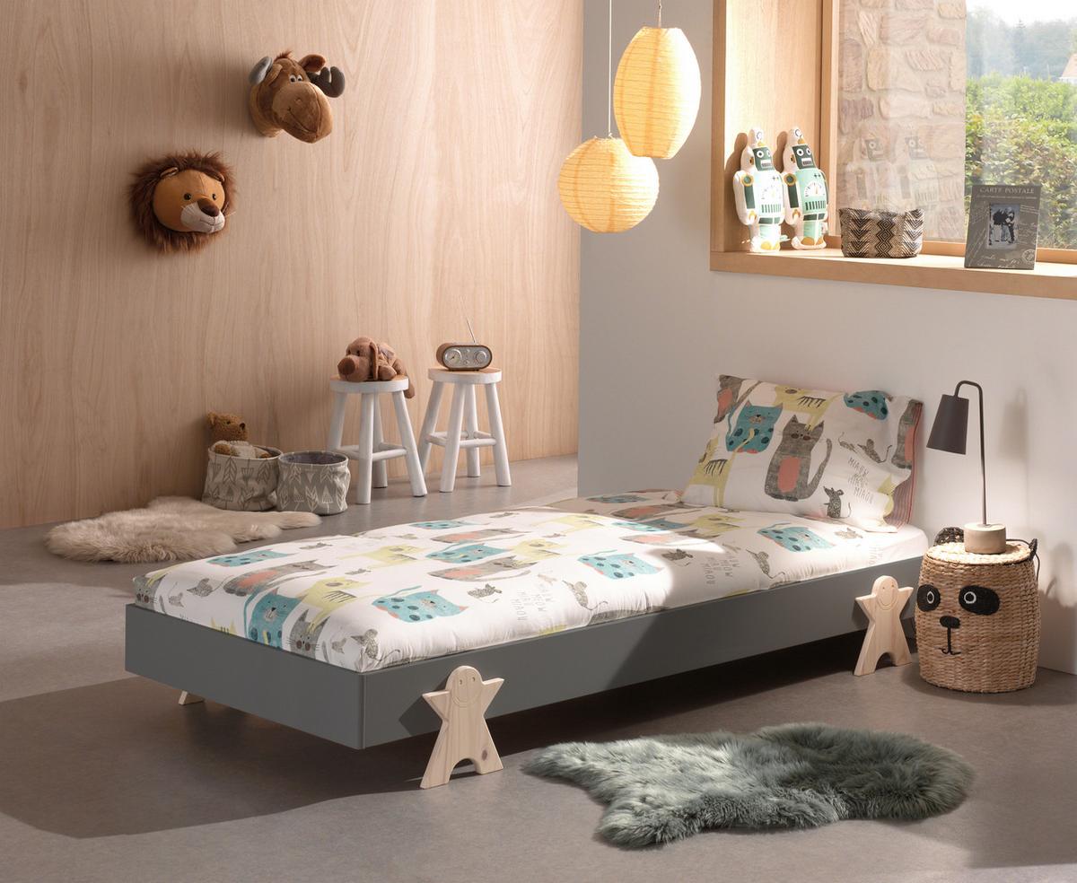 Kinder-/Juniorbett Modulo ca. 90x200 cm Grau - Grau/Kieferfarben, MODERN, Holz/Holzwerkstoff (90/200cm) - Vipack