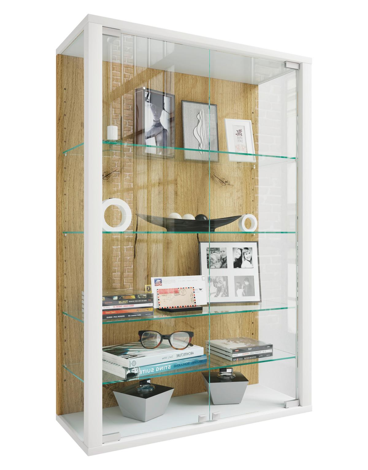 Hängevitrine Udina Honigeiche/Weiß - Honigeiche/Klar, Design, Glas/Holzwerkstoff (59/91/25cm) - Livetastic