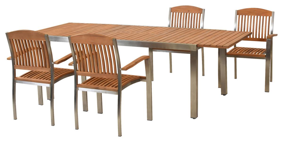 Vrtni Set Keros, 5-Delni - srebrne barve/naravne barve, Moderno, kovina/les - Gardenson