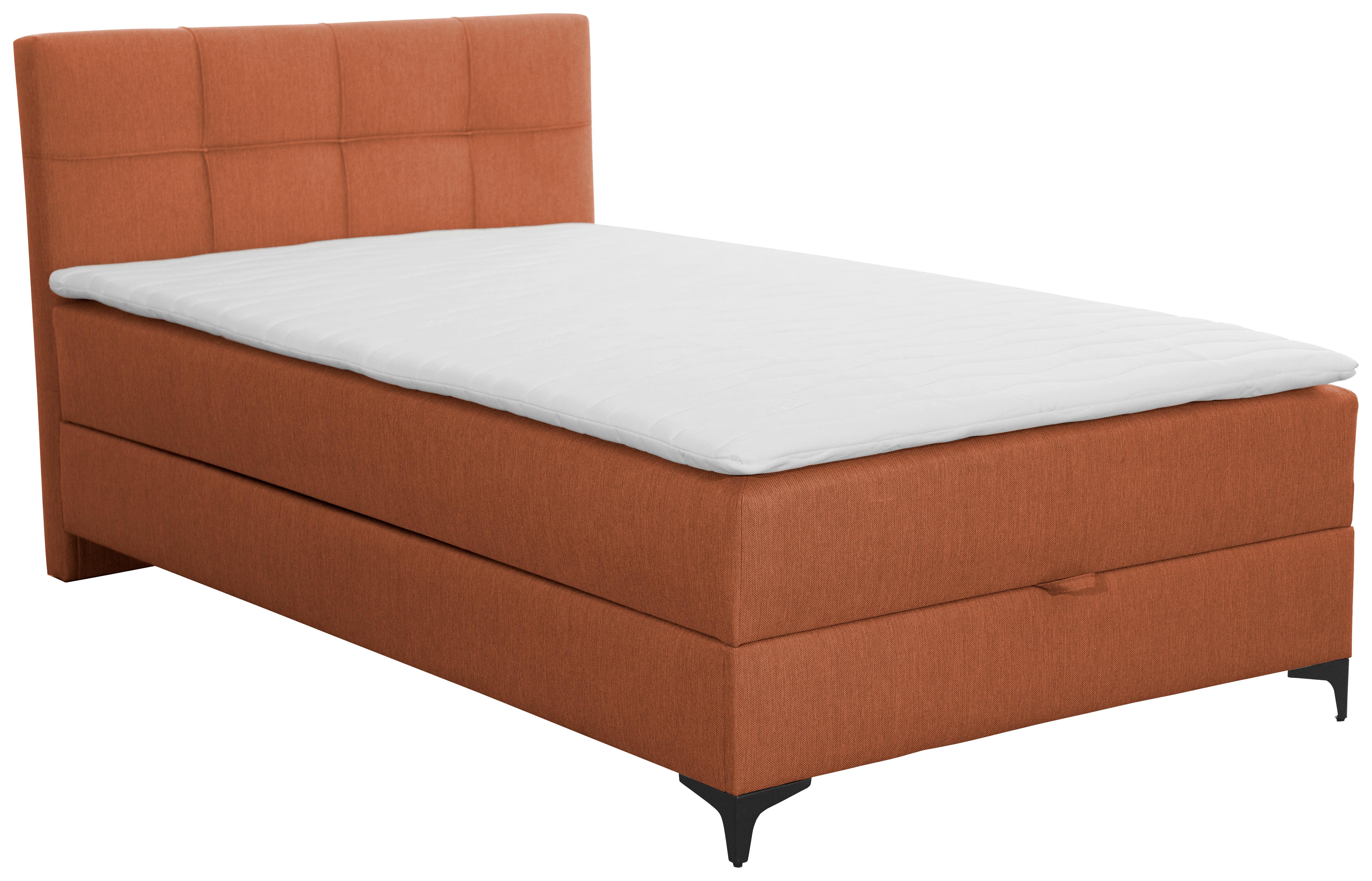 Oblazinjena Postelja Freddie, Opečnato Rjava, 120x200 - opečnato rjava/črna, Konvencionalno, kovina/tekstil (120/200cm) - Mömax