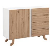 Sideboard Vira Weiß/Kieferfarben Echtholz - Weiß/Kieferfarben, MODERN, Holz (110/43/85cm) - Bessagi Home