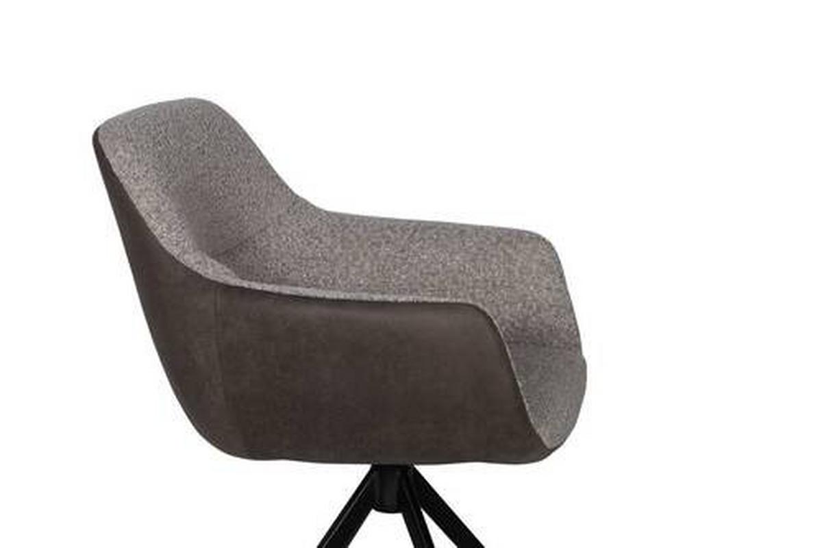 KRZESŁO Z PODŁOKIETNIKAMI FONS - kolor bagienny/greige, Design, metal/tkanina (61/85/61cm) - Valdera