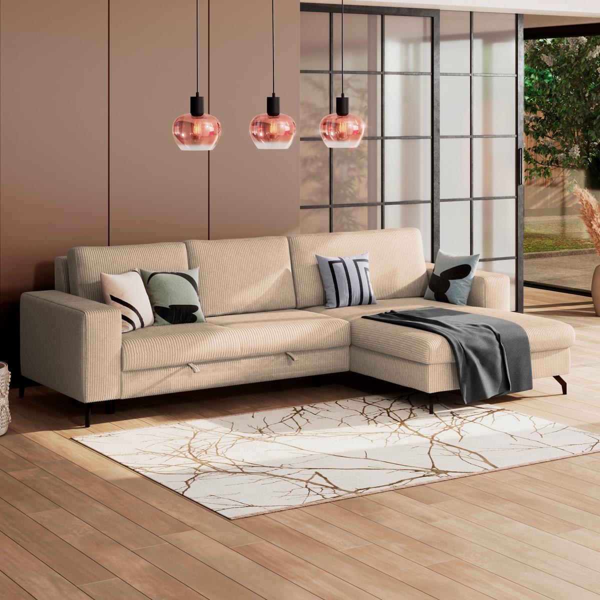 Kutna Garnitura Cloud - krem, Trend, tekstil (290/178cm) - Modern Living