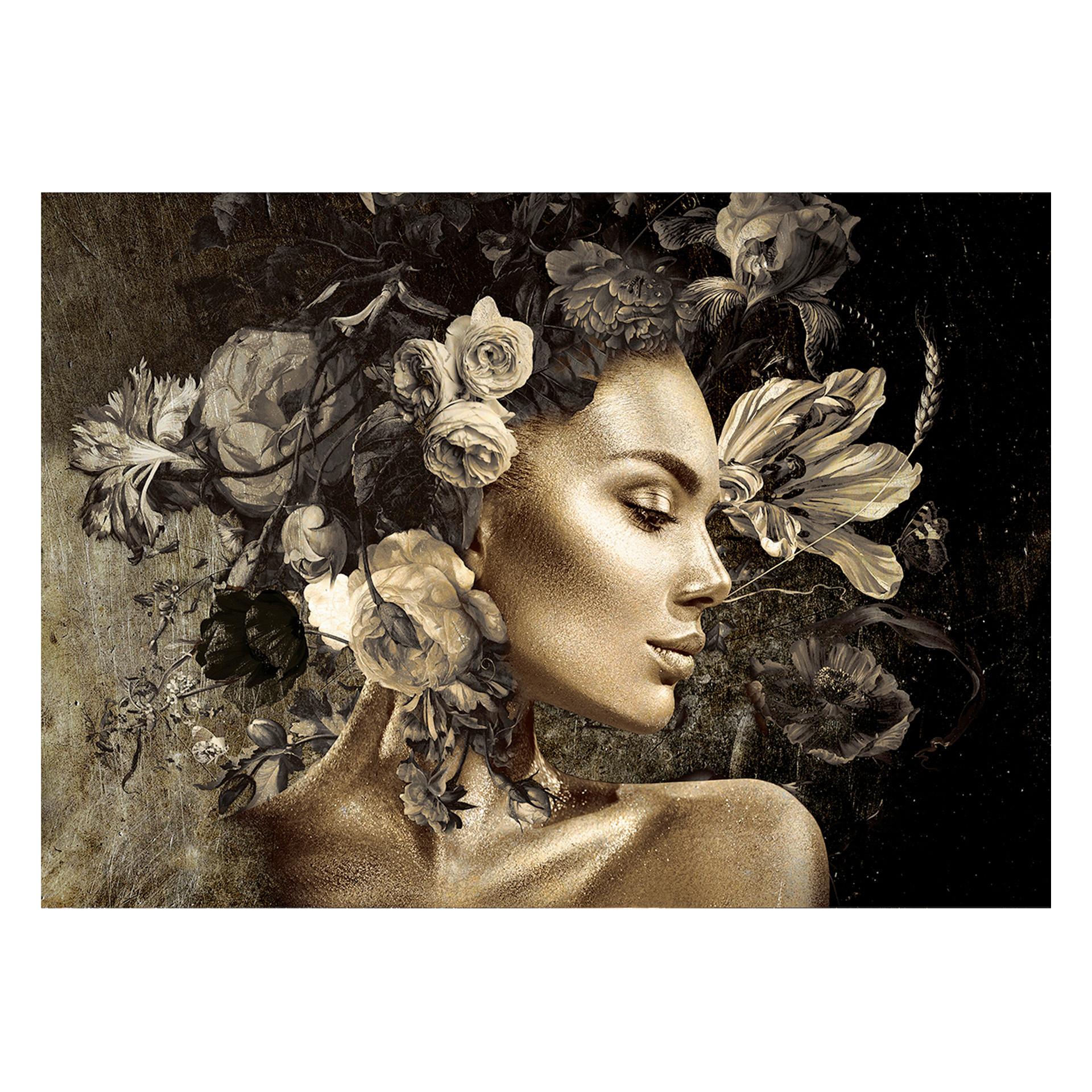 Glasbild Schwarz/Goldfarben ca.70x100cm - Goldfarben/Schwarz, Basics, Glas/Papier (70/100cm)