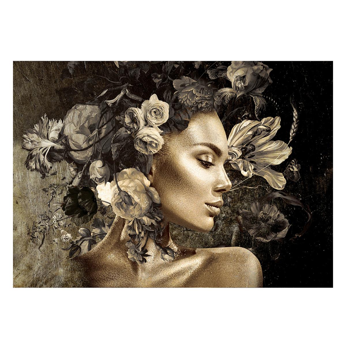 Glasbild Schwarz/Goldfarben ca.70x100cm - Goldfarben/Schwarz, Basics, Glas/Papier (70/100cm)