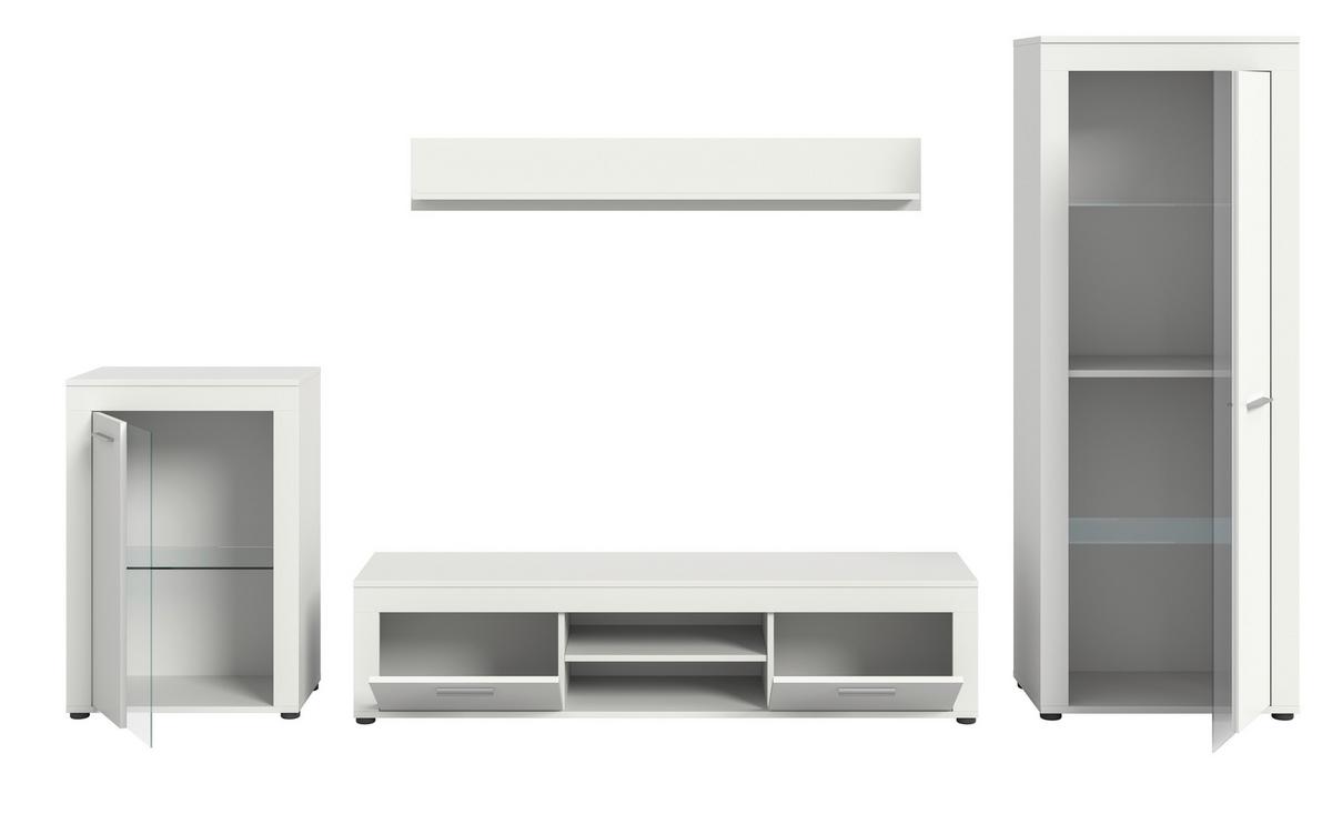 Ansamblu mobilier camera de zi JAM - alb, Design, sticlă/material pe bază de lemn (310/169/35cm) - Modern Living