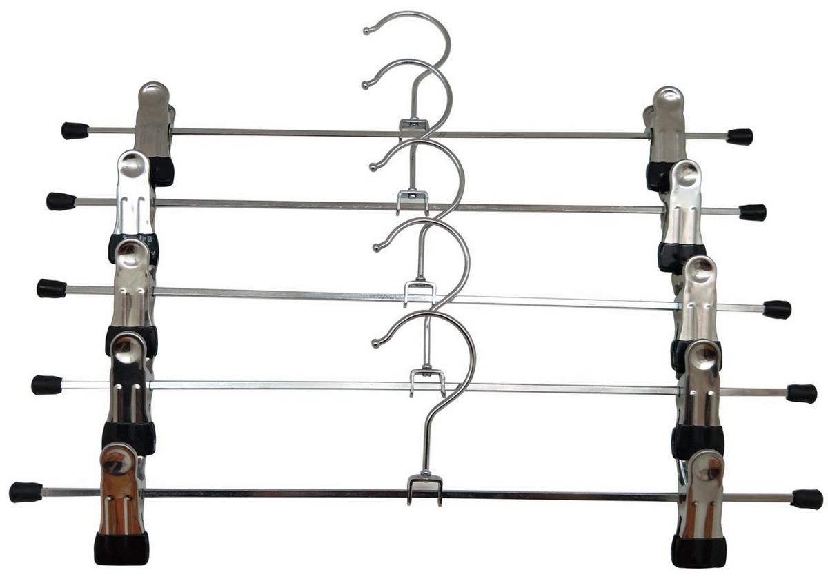 Hosenbügel Tom aus Metall, 5er Set - Chromfarben/Schwarz, Kunststoff/Metall (11/35cm) - Modern Living