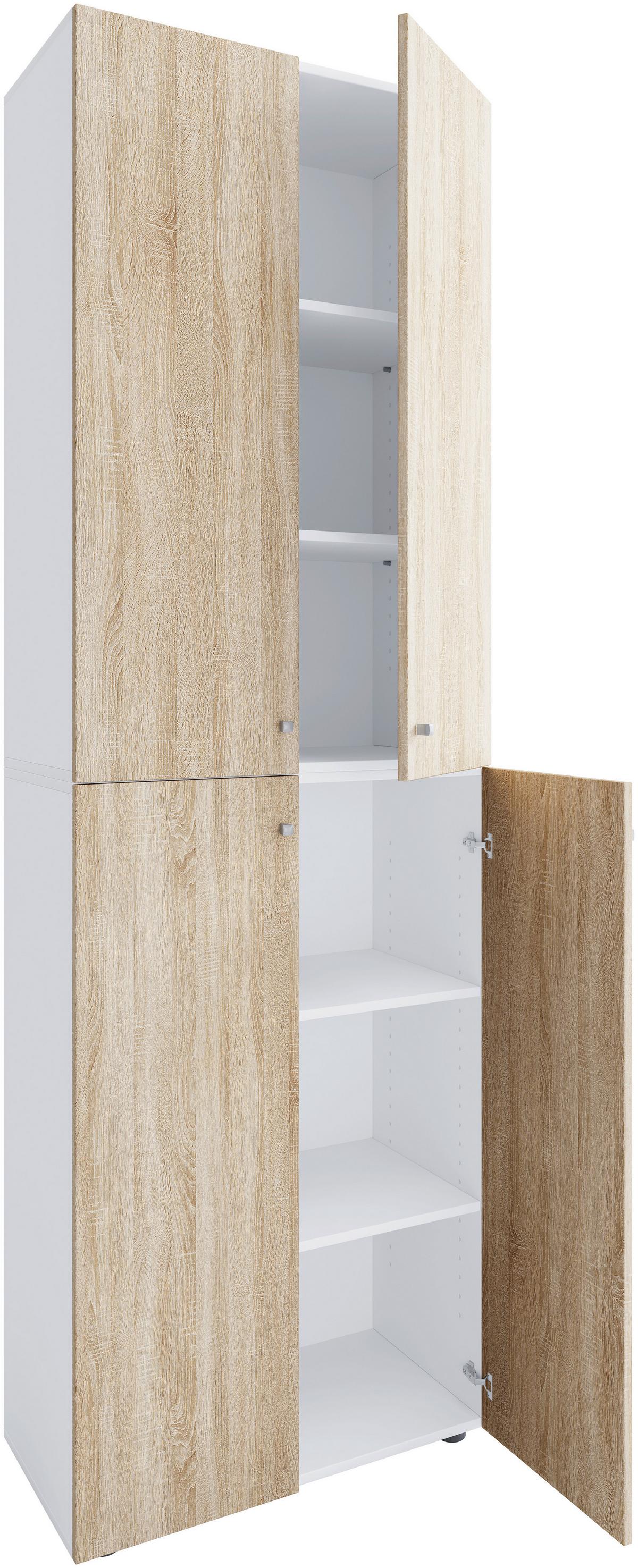 AKTENSCHRANK LONA XXL - Weiss/Sonoma Eiche, Design, Holzwerkstoff (70/220/39cm) - MID.YOU