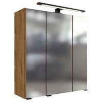 Spiegelschrank Manchester mit LED 3-türig ca. 60x64 cm Eiche - MODERN, Glas/Holzwerkstoff (60/64/20cm) - Held