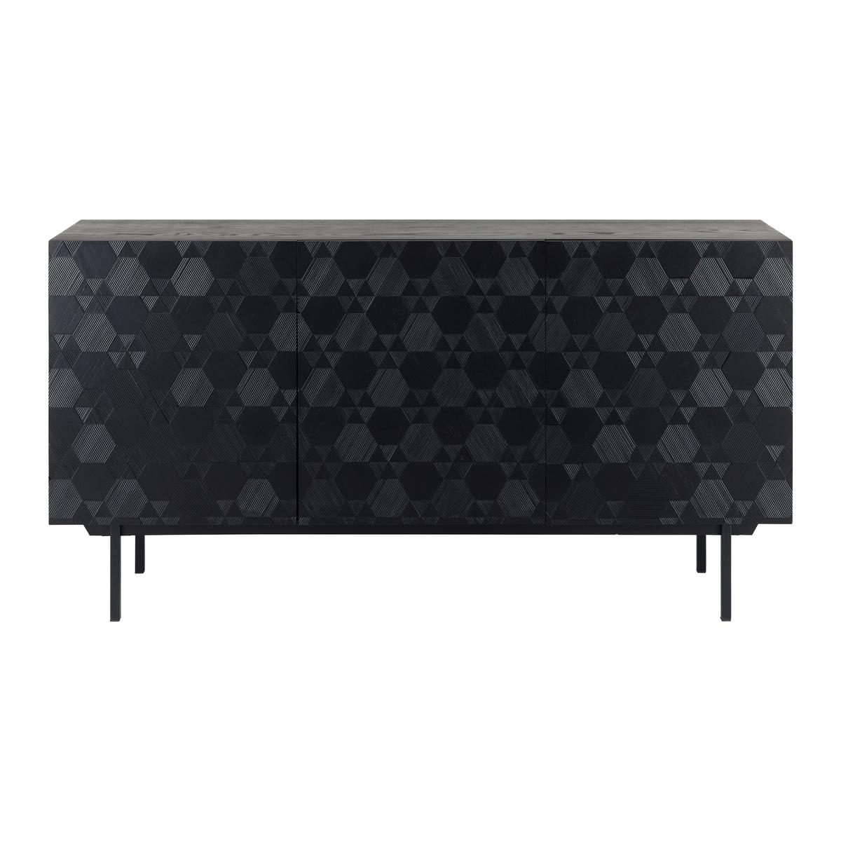 Sideboard Roma in Schwarz massiv - Schwarz, Modern, Holz/Metall (150/78/40cm) - Bessagi Home