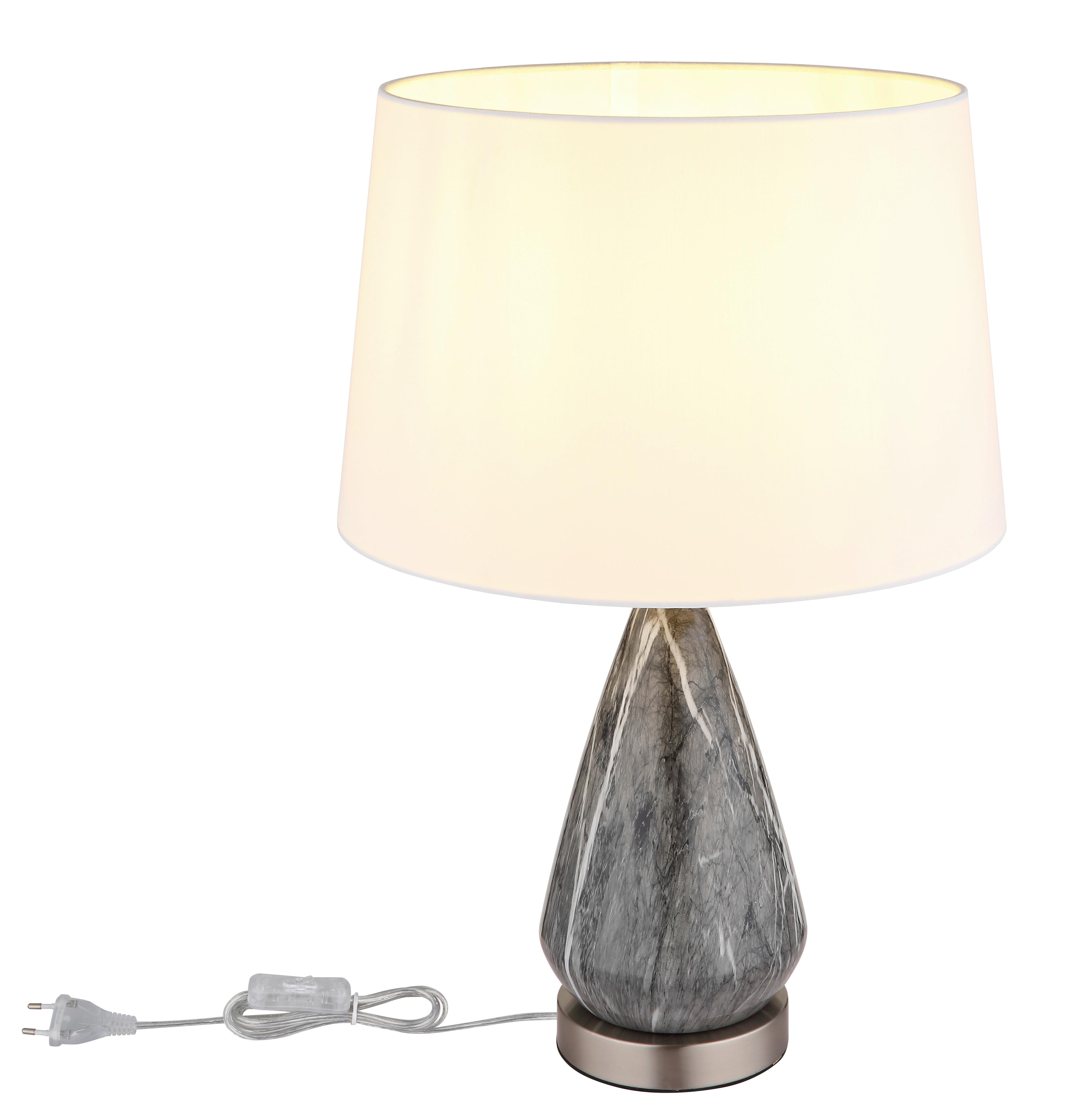 Namizna Svetilka 24147w Kisa - barve niklja/bela, Konvencionalno, kovina/tekstil (35/54cm) - Globo