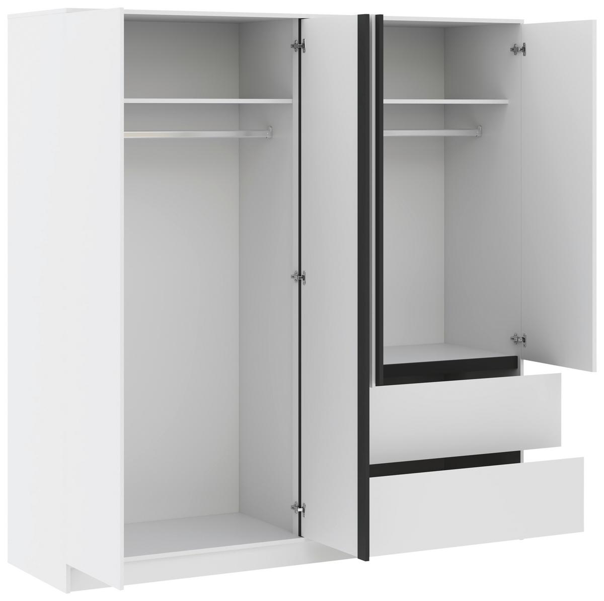 Kleiderschrank Basit Weiss - Weiss, Konventionell, Holzwerkstoff (195/206/57cm) - Mömax