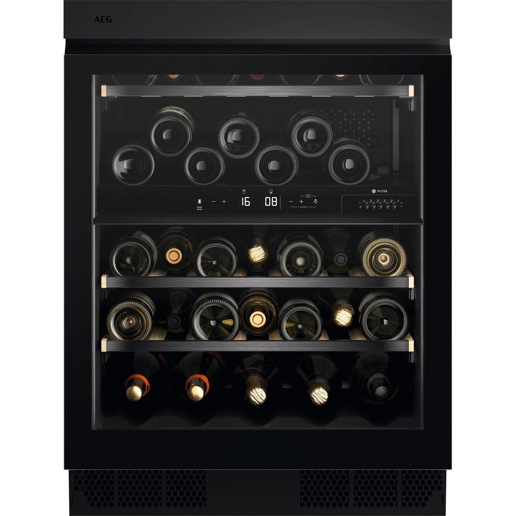 Weinkühlschrank NSW8D826GT Schwarz - Schwarz, Glas/Metall (59,5/81,8/57,7cm) - AEG