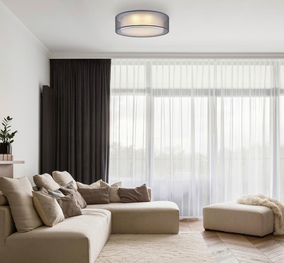 Led-deckenleuchte 60900102 Chloe - Grau/Nickelfarben, Design, Textil/Metall (50/15,5cm) - Globo