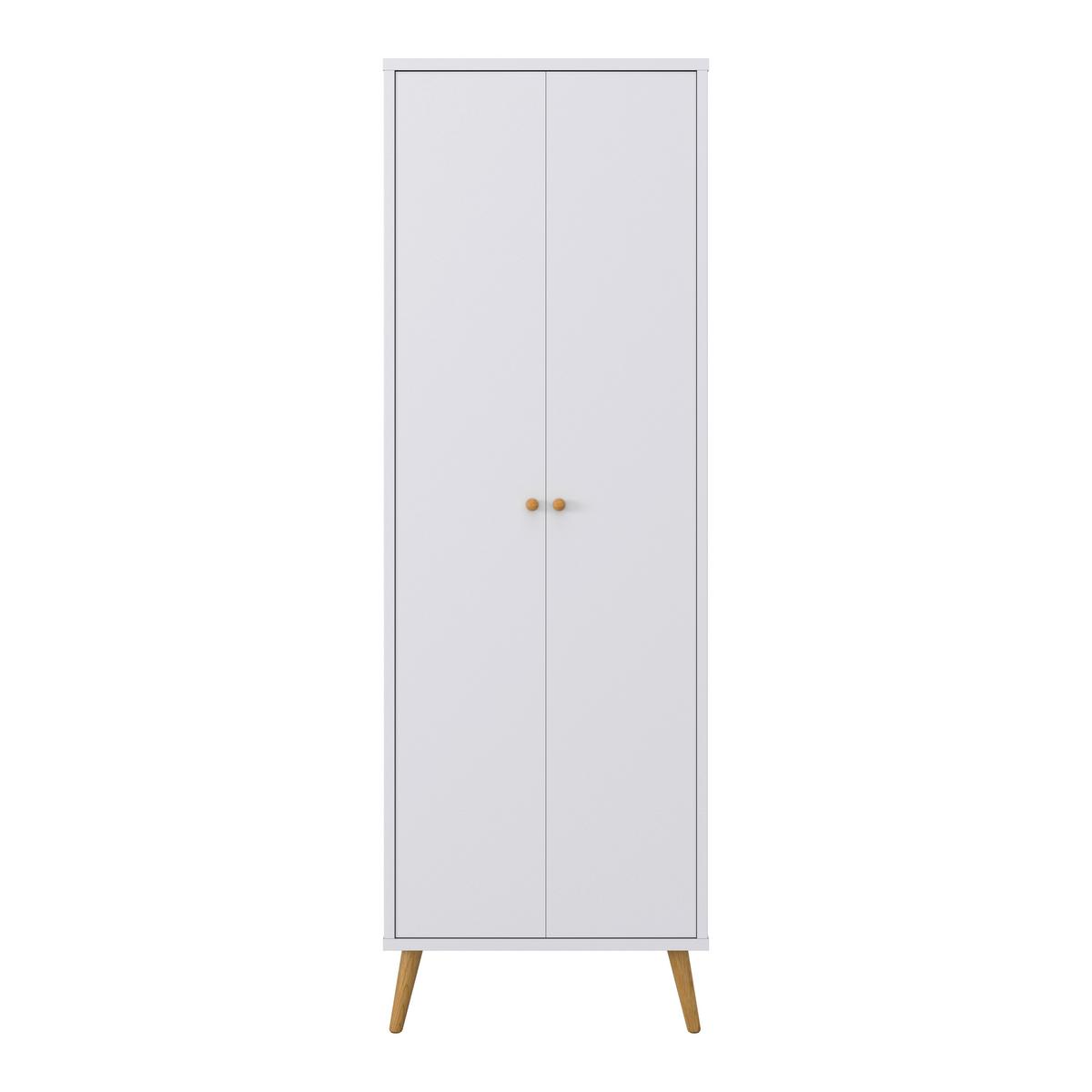 DREHTÜRENSCHRANK in Weiss "Ludo" - Weiss/Naturfarben, Modern, Holz/Metall (60/180/40cm) - Bessagi Home