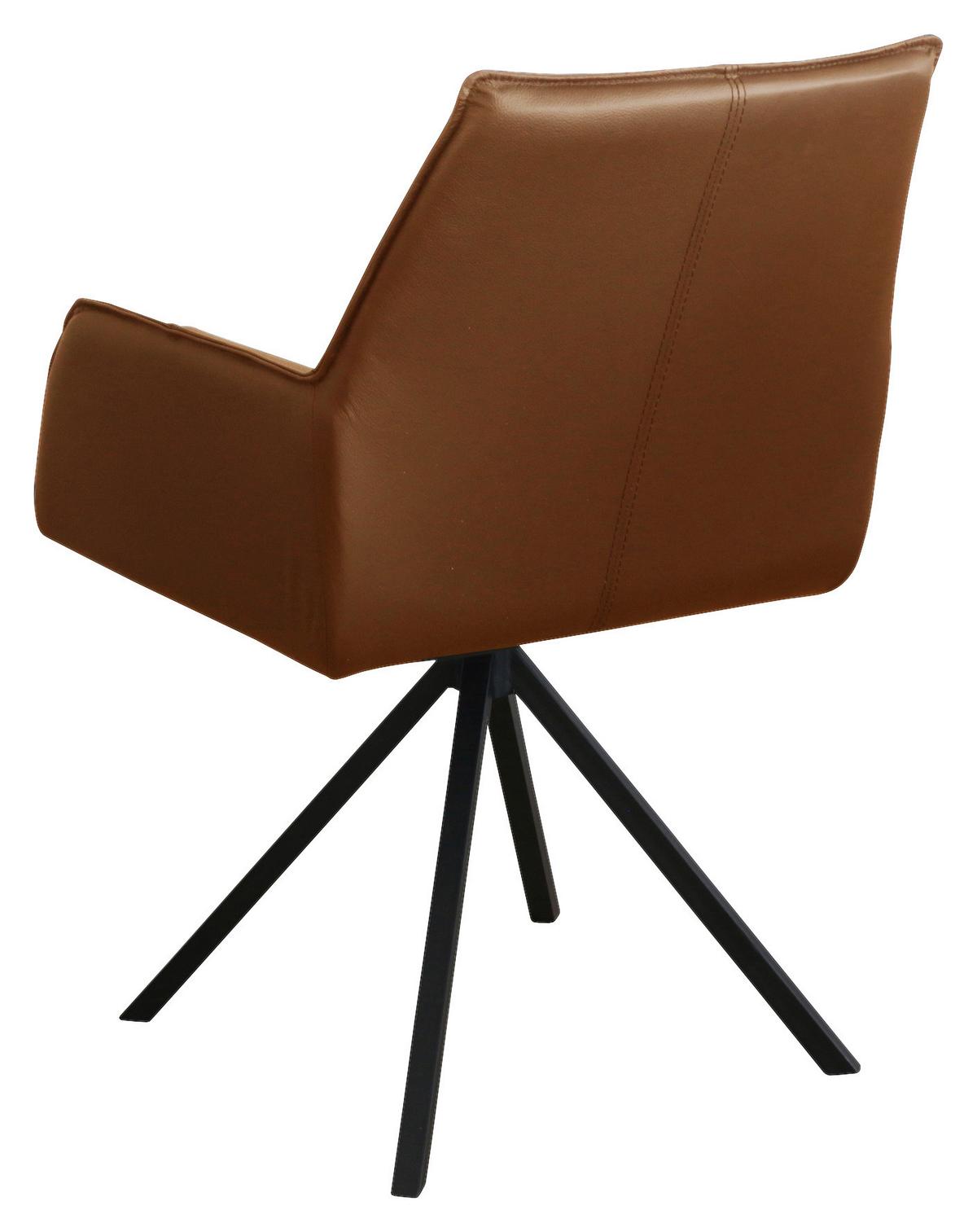 KRZESŁO Z PODŁOKIETNIKAMI NIZZA - czarny/koniak, Design, skóra/metal (59,5/87,5/69cm) - Novel