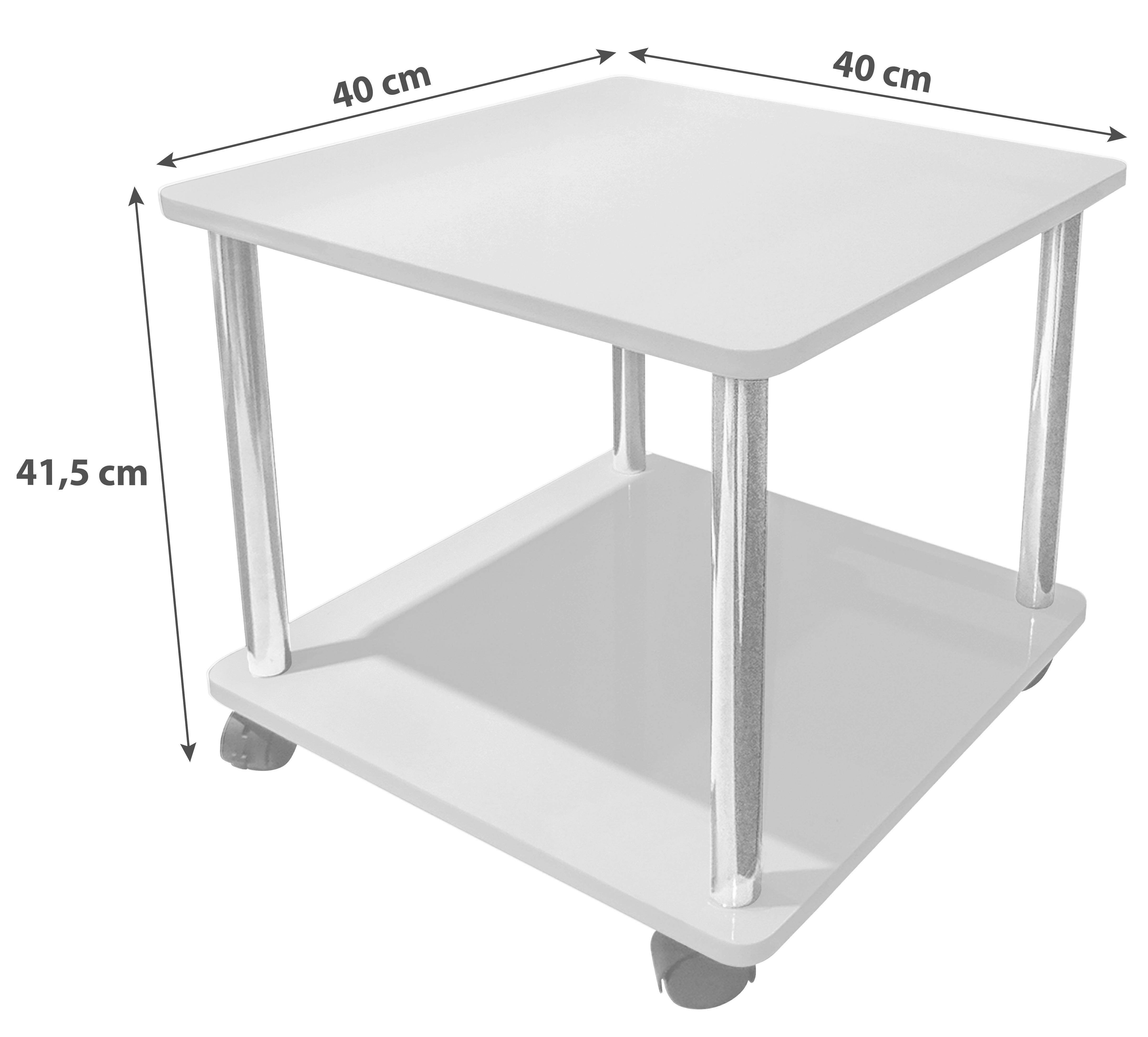 Masă auxiliară "Paul" - alb, Modern, plastic/metal (40/41,5/40cm) - Modern Living