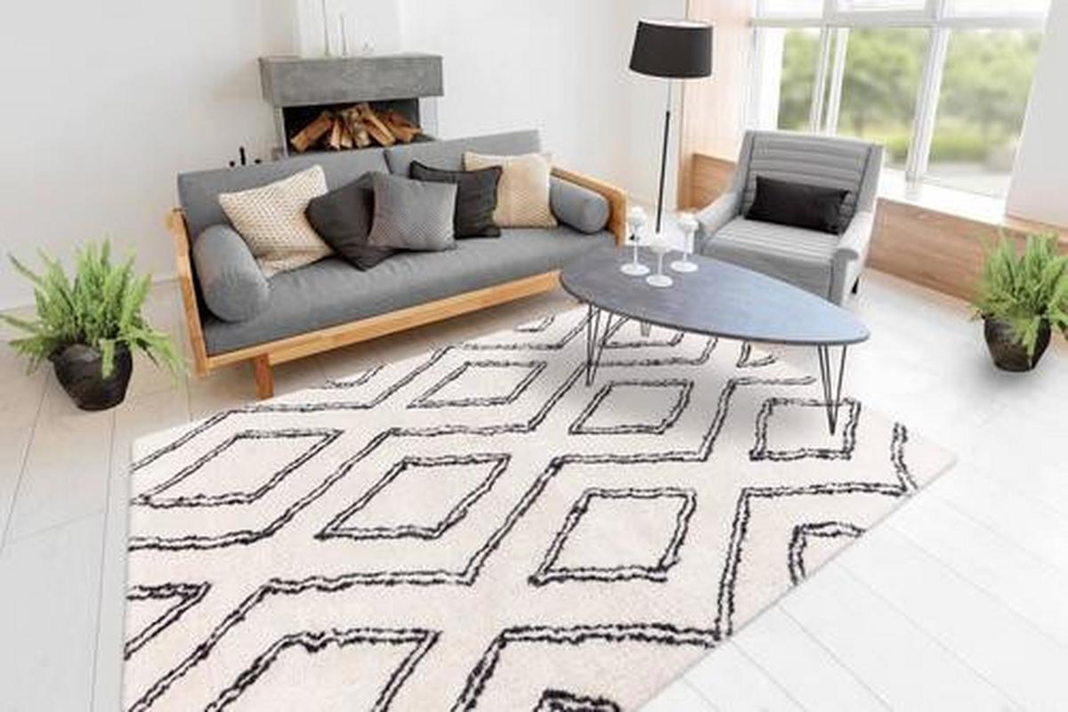 Hochflorteppich Orlando - Weiss, Design, Textil (80/150cm) - Kayoom