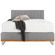 Boxspringbett in Grau ca. 160x200cm - Chromfarben/Grau, KONVENTIONELL, Holz/Textil (160/200cm) - Premium Living Boxspringbett in Grau ca. 160x200cm - Chromfarben/Grau, KONVENTIONELL, Holz/Textil (160/200cm) - Premium Living