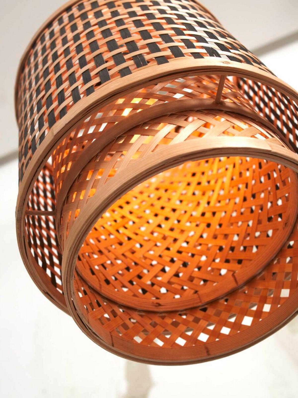 Viseča Svetilka Bhutan, Črna, Bambus - črna/naravne barve, Trend, les (18/35cm) - Good & Mojo