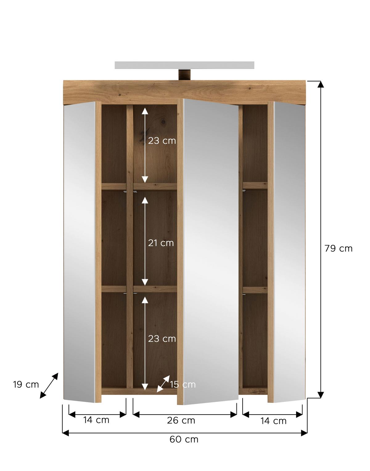 Spiegelschrank Eiche Artisan - Eiche Artisan, Trend, Glas/Holzwerkstoff (60/79/18cm) - MID.YOU