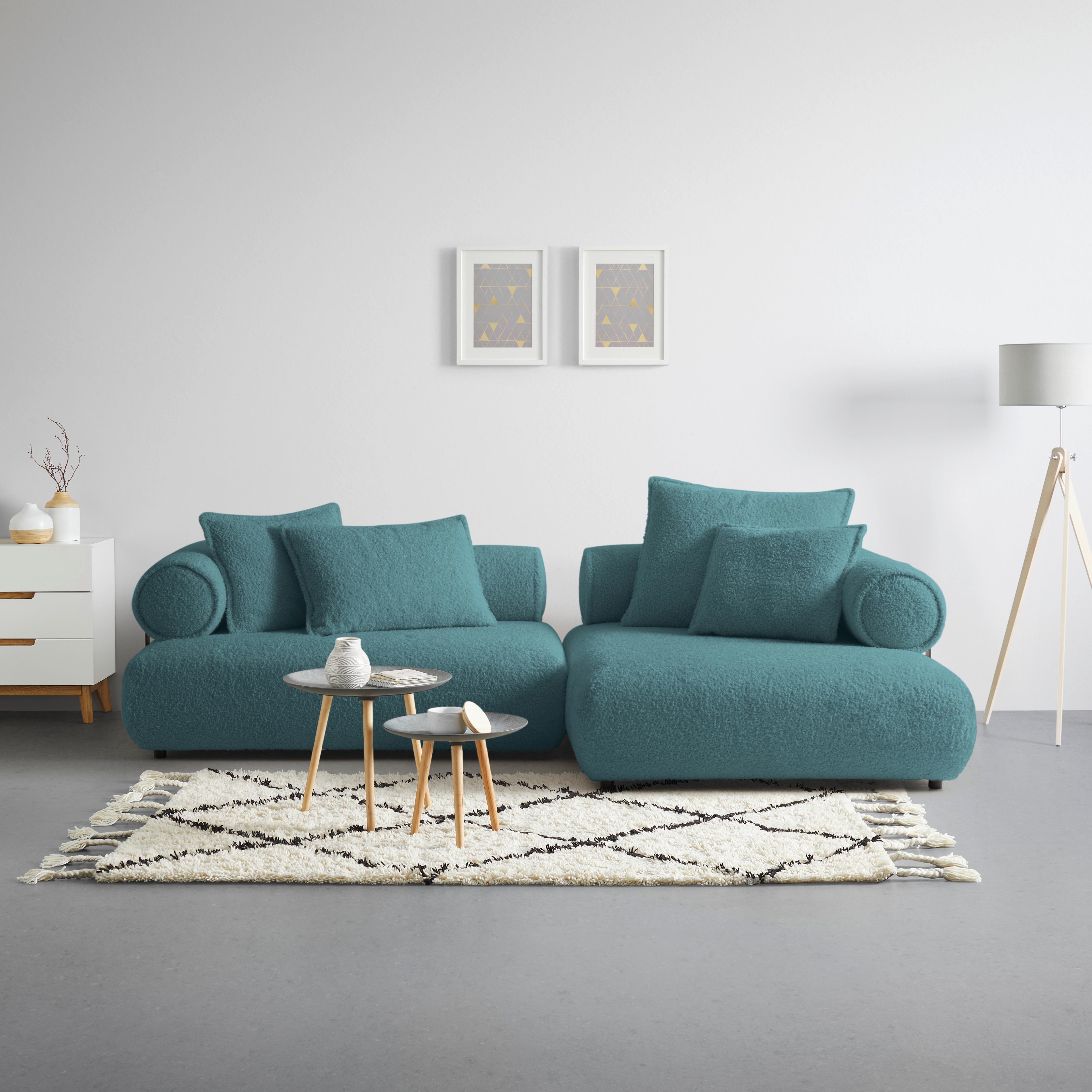 Wohnlandschaft Casimir Petrol - Petrol/Schwarz, LIFESTYLE, Kunststoff/Textil (310/180cm) - Premium Living