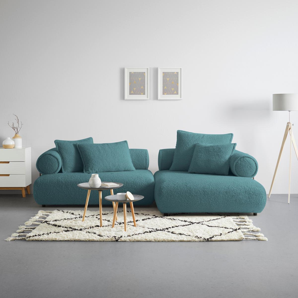 Wohnlandschaft Casimir Petrol - Petrol/Schwarz, LIFESTYLE, Kunststoff/Textil (310/180cm) - Premium Living