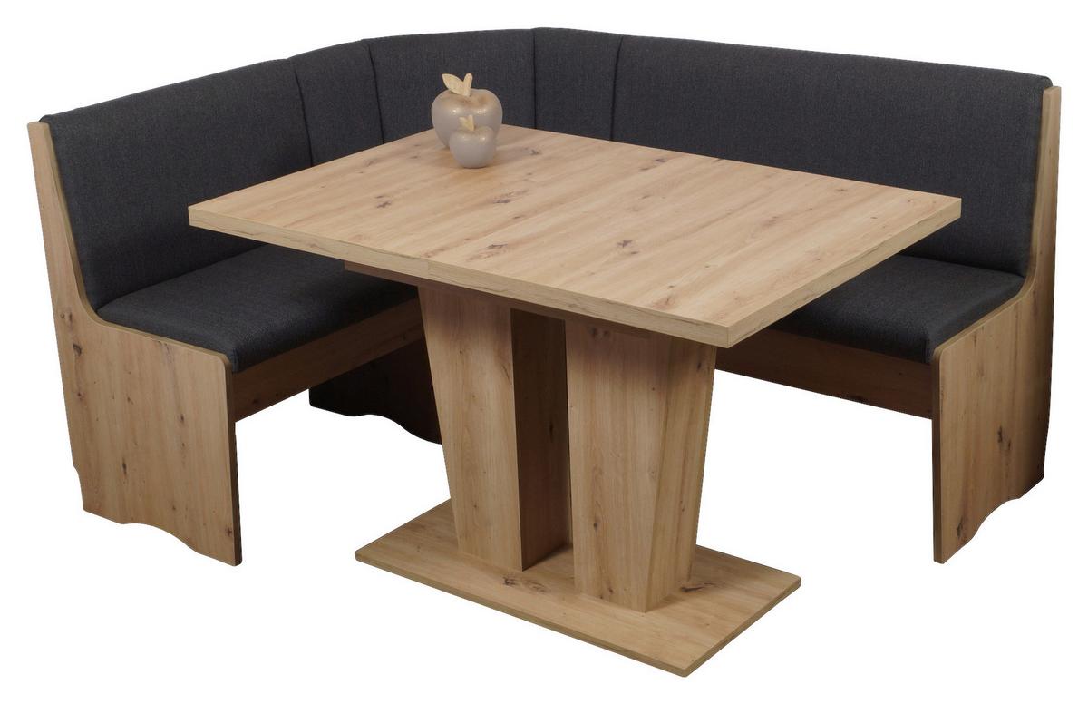 Eckbankgruppe Duisburg 4-tlg. Eiche Artisan/Grau - Dunkelgrau/Eiche Artisan, KONVENTIONELL, Holz/Holzwerkstoff (125/165cm) - P & B